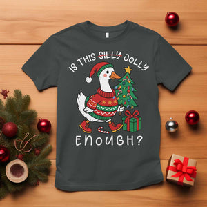 Funny Goose Christmas T Shirt Is This Jolly Enough Cute Xmas Duck TS10 Dark Heather Print Your Wear
