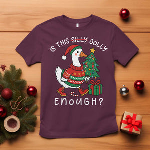 Funny Goose Christmas T Shirt Is This Jolly Enough Cute Xmas Duck TS10 Maroon Print Your Wear