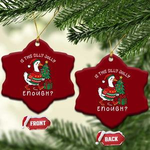 Funny Goose Christmas Ceramic Ornament Is This Jolly Enough Cute Xmas Duck TS10 Print Your Wear
