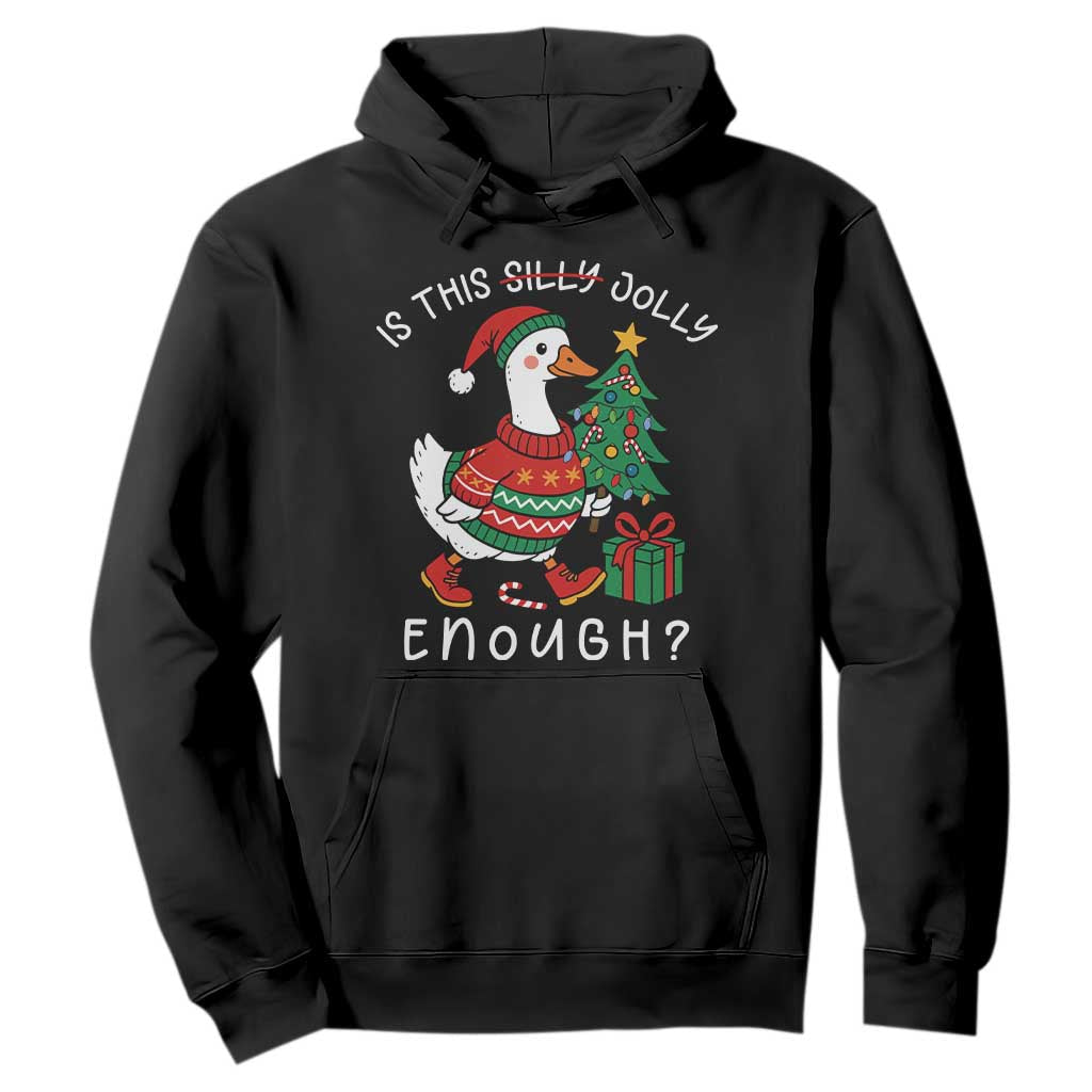 Funny Goose Christmas Hoodie Is This Jolly Enough Cute Xmas Duck TS10 Black Print Your Wear