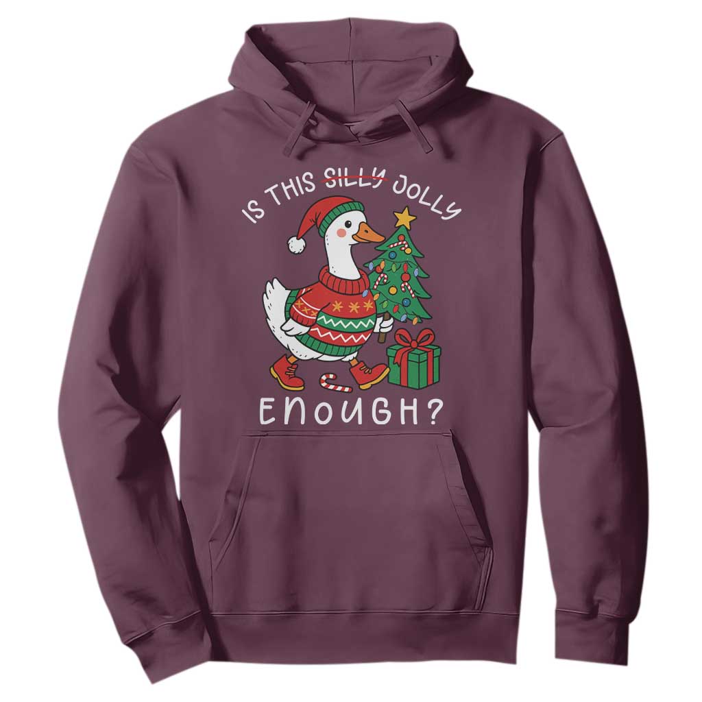 Funny Goose Christmas Hoodie Is This Jolly Enough Cute Xmas Duck TS10 Maroon Print Your Wear