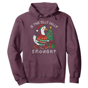 Funny Goose Christmas Hoodie Is This Jolly Enough Cute Xmas Duck TS10 Maroon Print Your Wear
