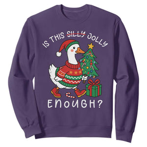 Funny Goose Christmas Sweatshirt Is This Jolly Enough Cute Xmas Duck TS10 Purple Print Your Wear