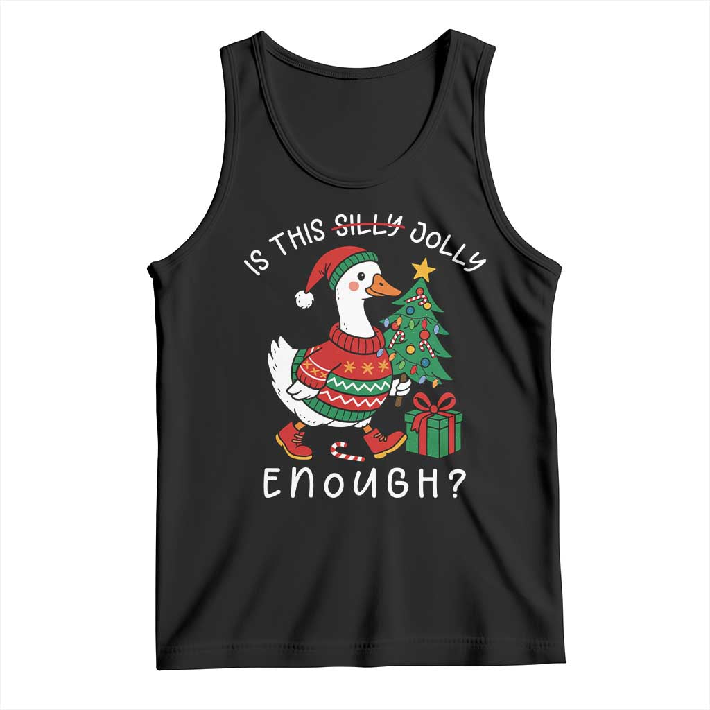Funny Goose Christmas Tank Top Is This Jolly Enough Cute Xmas Duck TS10 Black Print Your Wear