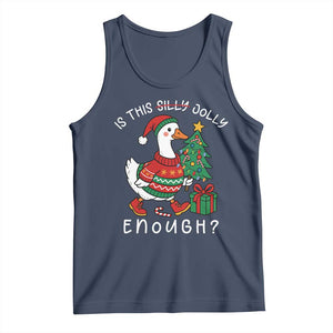 Funny Goose Christmas Tank Top Is This Jolly Enough Cute Xmas Duck TS10 Navy Print Your Wear