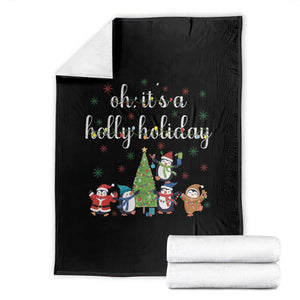 Penguins Christmas Throw Blanket Oh Its A Jolly Holiday Xmas Light TS10 Black Print Your Wear