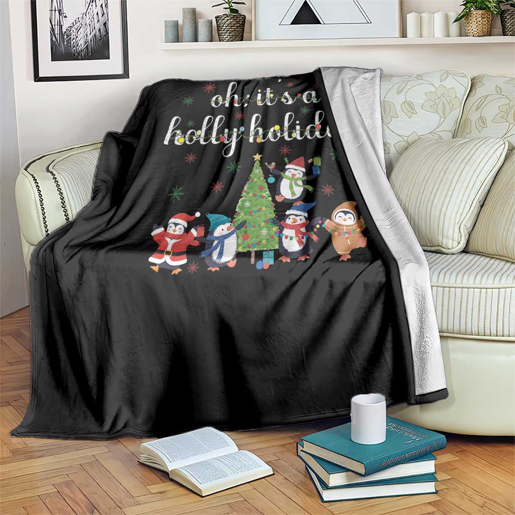 Penguins Christmas Throw Blanket Oh Its A Jolly Holiday Xmas Light TS10 Print Your Wear