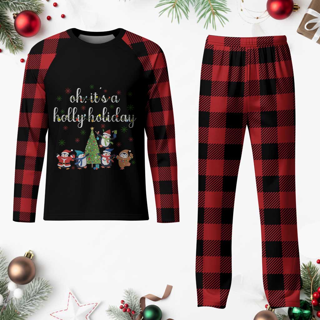 Penguins Christmas Plaid Pajama Set Oh Its A Jolly Holiday Xmas Light TS10 Buffalo Plaid Print Your Wear