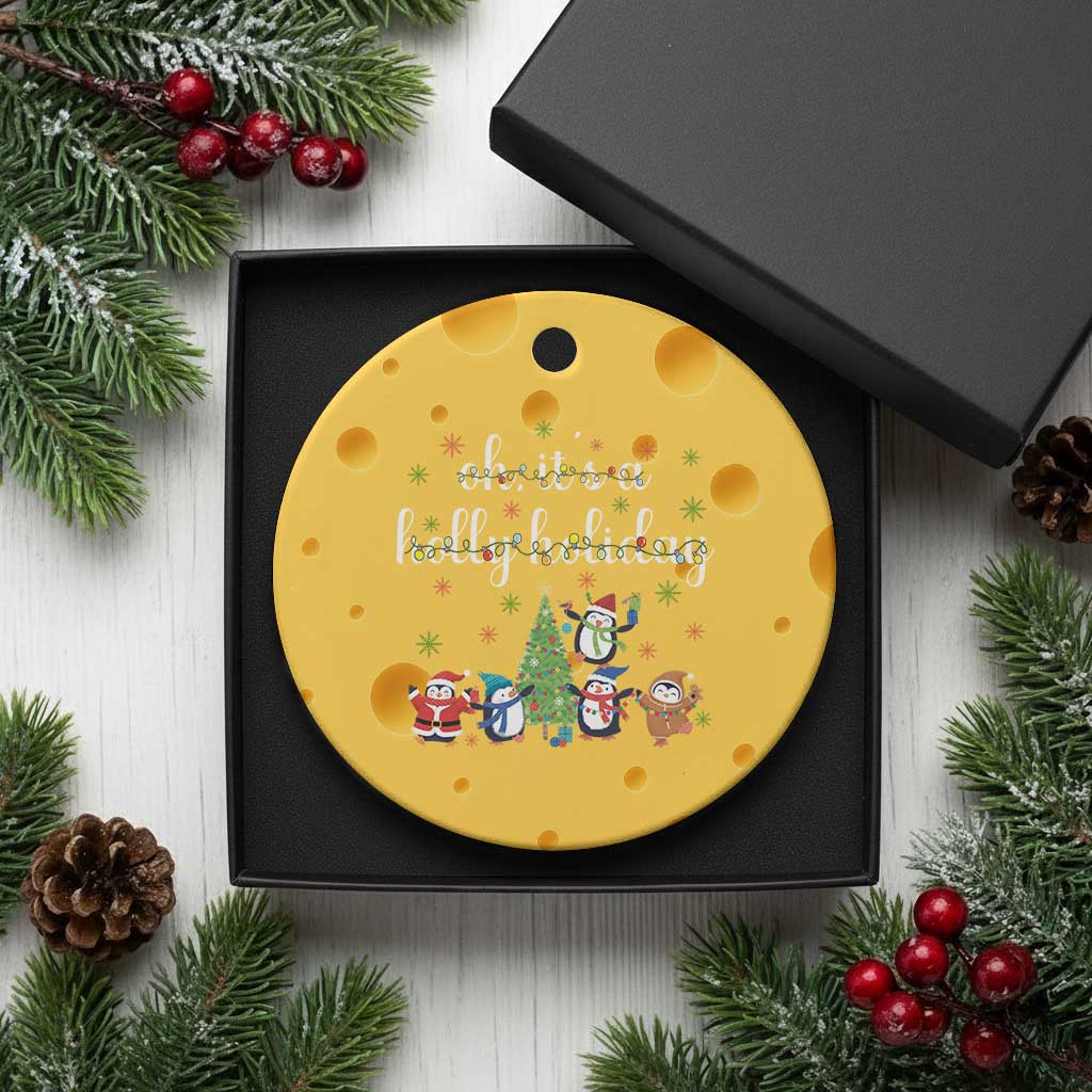 Penguins Christmas Ceramic Ornament Oh Its A Jolly Holiday Xmas Light TS10 1pc Yellow Cheese Print Your Wear
