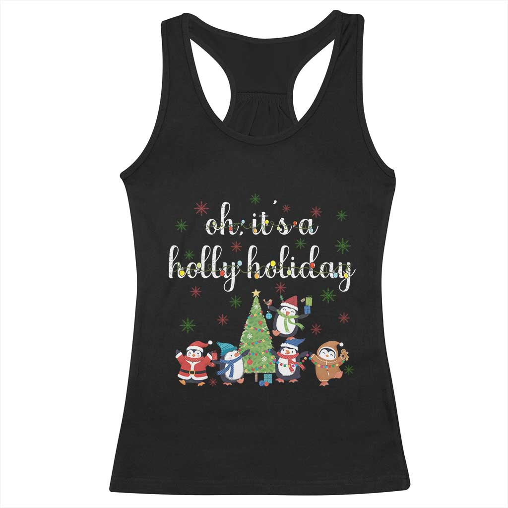 Penguins Christmas Racerback Tank Top Oh Its A Jolly Holiday Xmas Light TS10 Black Print Your Wear
