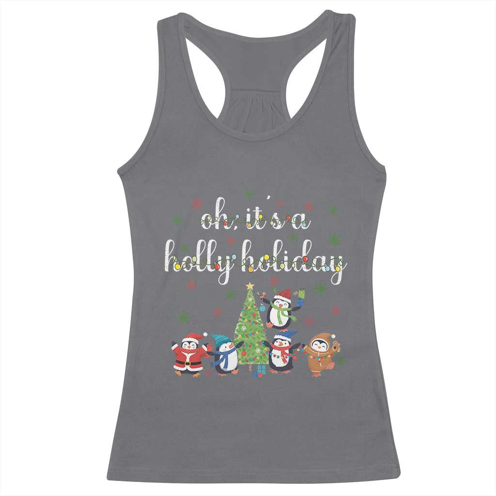 Penguins Christmas Racerback Tank Top Oh Its A Jolly Holiday Xmas Light TS10 Charcoal Print Your Wear