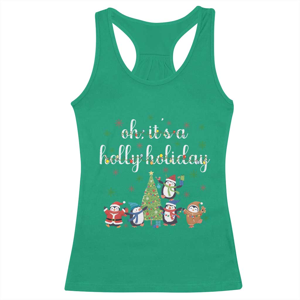 Penguins Christmas Racerback Tank Top Oh Its A Jolly Holiday Xmas Light TS10 Irish Green Print Your Wear