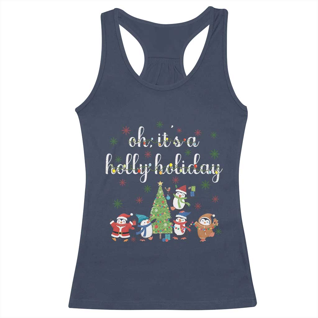Penguins Christmas Racerback Tank Top Oh Its A Jolly Holiday Xmas Light TS10 Navy Print Your Wear