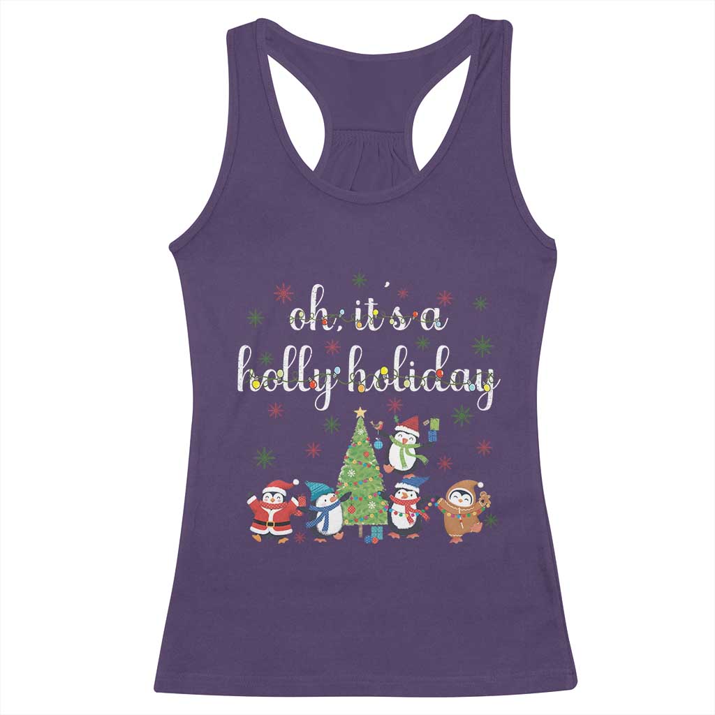 Penguins Christmas Racerback Tank Top Oh Its A Jolly Holiday Xmas Light TS10 Purple Print Your Wear