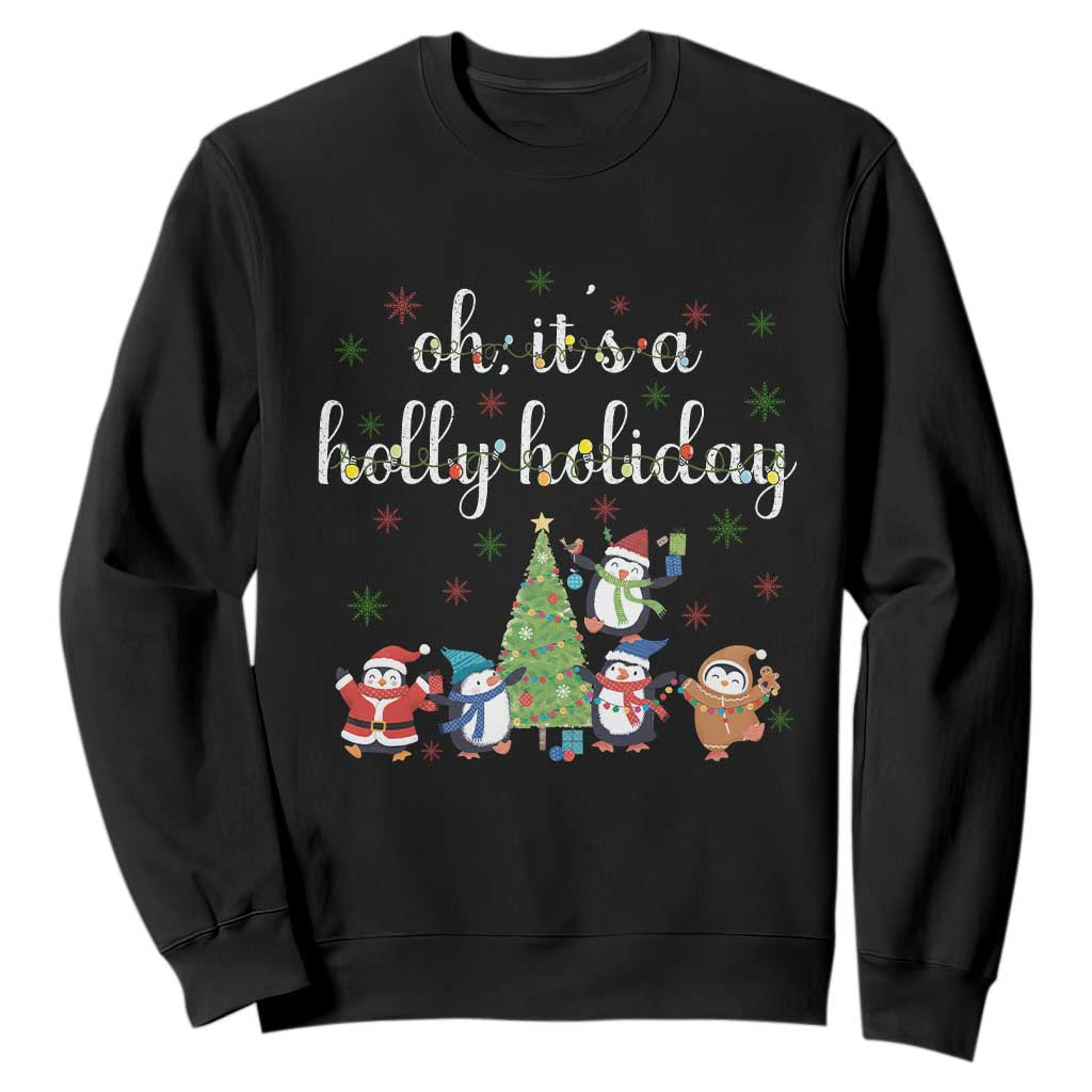 Penguins Christmas Sweatshirt Oh Its A Jolly Holiday Xmas Light TS10 Black Print Your Wear