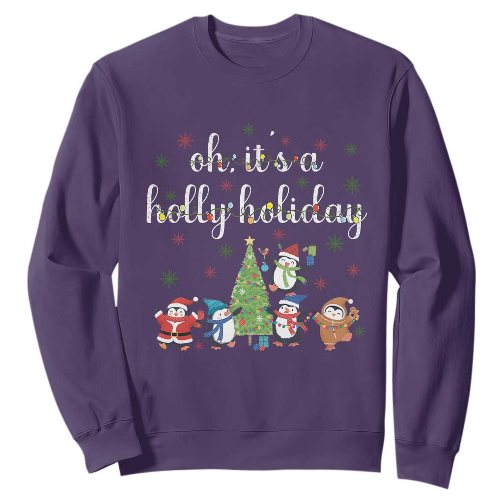 Penguins Christmas Sweatshirt Oh Its A Jolly Holiday Xmas Light TS10 Purple Print Your Wear