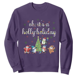 Penguins Christmas Sweatshirt Oh Its A Jolly Holiday Xmas Light TS10 Purple Print Your Wear