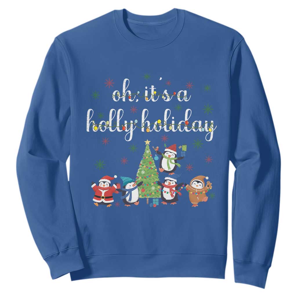 Penguins Christmas Sweatshirt Oh Its A Jolly Holiday Xmas Light TS10 Royal Blue Print Your Wear
