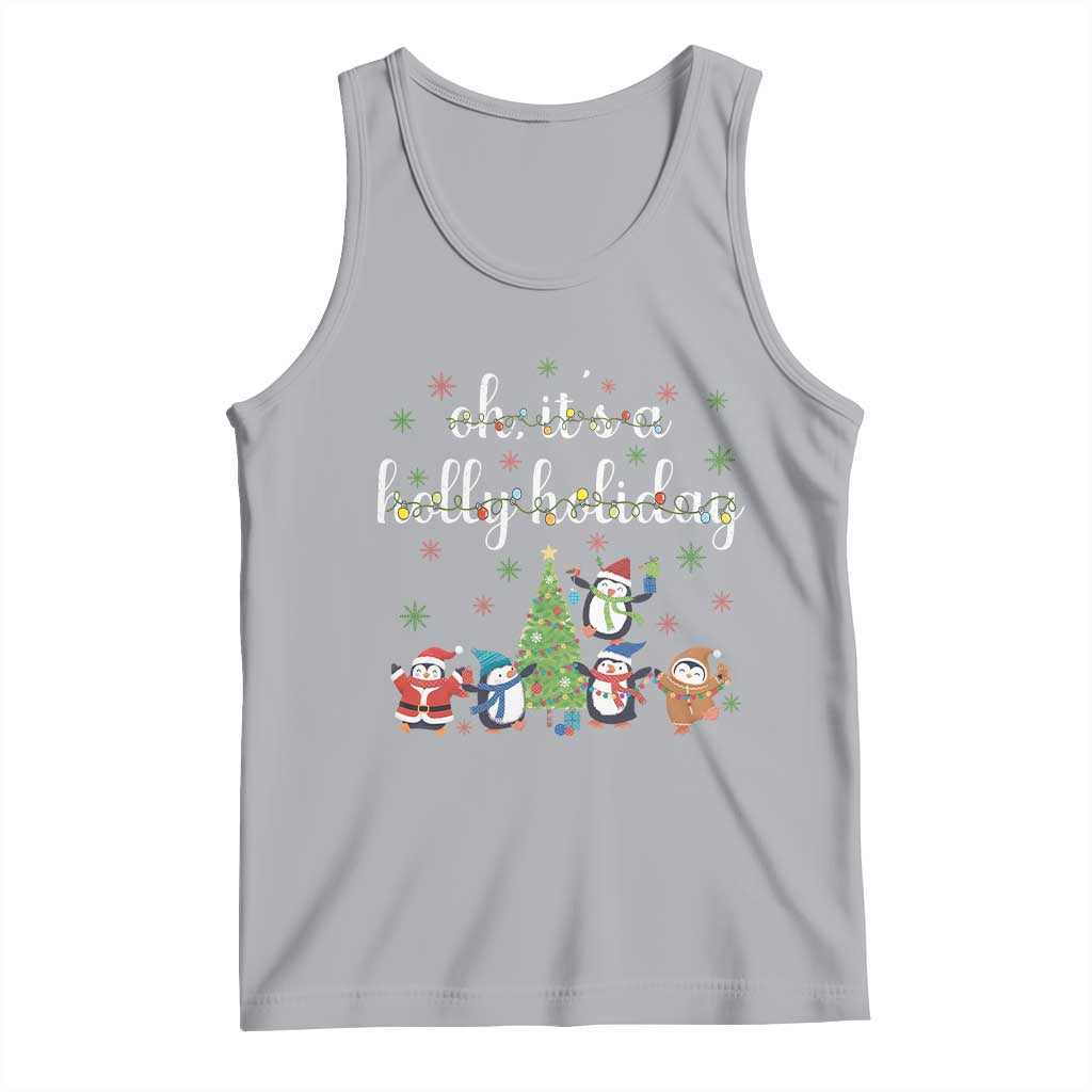 Penguins Christmas Tank Top Oh Its A Jolly Holiday Xmas Light TS10 Athletic Heather Print Your Wear