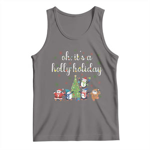 Penguins Christmas Tank Top Oh Its A Jolly Holiday Xmas Light TS10 Deep Heather Print Your Wear