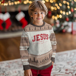Jesus is the Reason Xmas Ugly Christmas Sweater Christian Varsity TS10 Mocha Mousse Print Your Wear