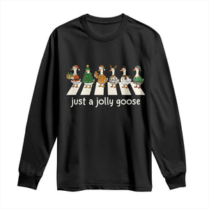Just A Jolly Goose Long Sleeve Shirt Funny Christmas Duck Meme TS10 Black Print Your Wear