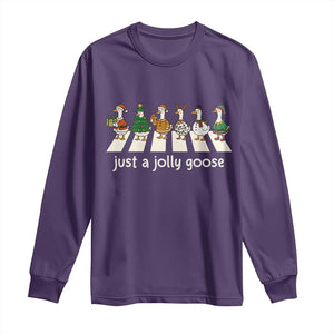 Just A Jolly Goose Long Sleeve Shirt Funny Christmas Duck Meme TS10 Purple Print Your Wear
