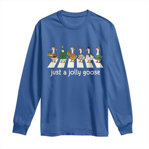 Just A Jolly Goose Long Sleeve Shirt Funny Christmas Duck Meme TS10 Royal Blue Print Your Wear