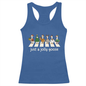 Just A Jolly Goose Racerback Tank Top Funny Christmas Duck Meme TS10 Royal Blue Print Your Wear