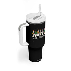 Just A Jolly Goose Tumbler With Handle Funny Christmas Duck Meme TS10 Print Your Wear