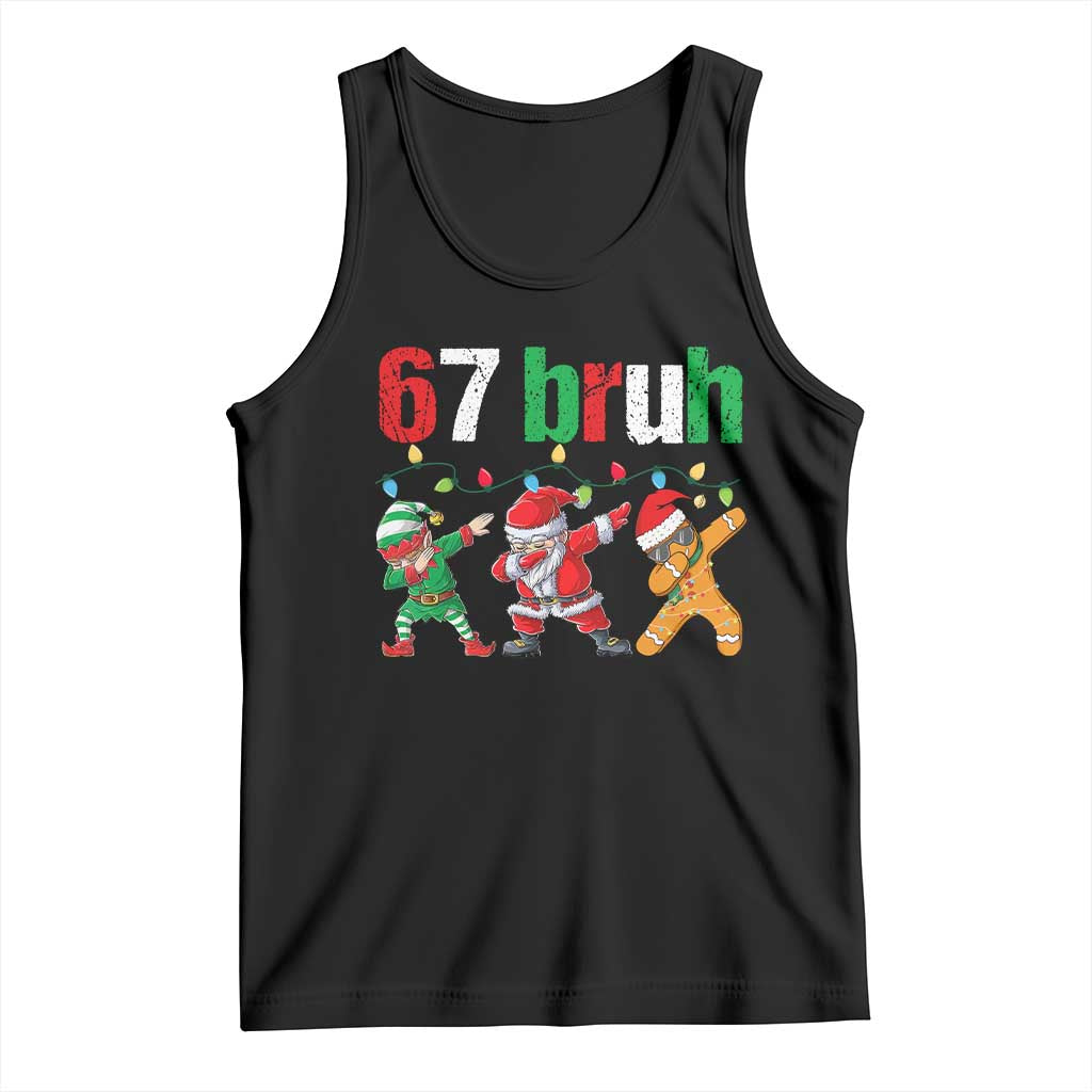 67 Christmas Tank Top Funny Six Seven Bruh Dabbing Santa Meme Pajamas TS10 Black Print Your Wear