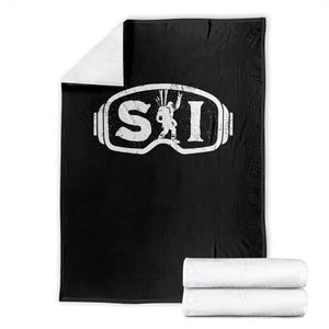 Bigfoot Skiing Throw Blanket Sasquatch Goggles Skiing Snow Ski Lover Skier TS10 Black Print Your Wear