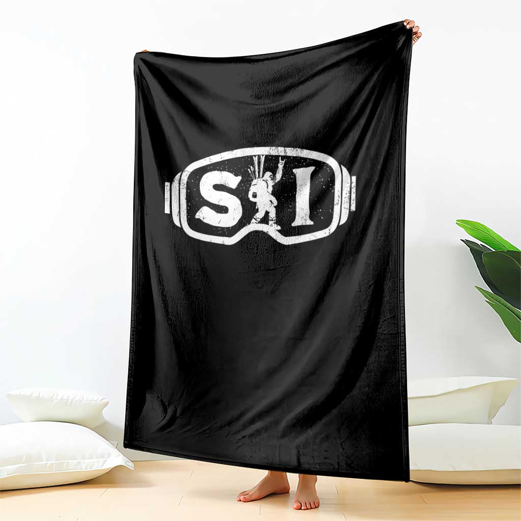 Bigfoot Skiing Throw Blanket Sasquatch Goggles Skiing Snow Ski Lover Skier TS10 Print Your Wear