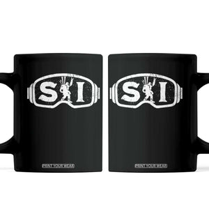 Bigfoot Skiing Coffee Mug Sasquatch Goggles Skiing Snow Ski Lover Skier TS10 Black Print Your Wear