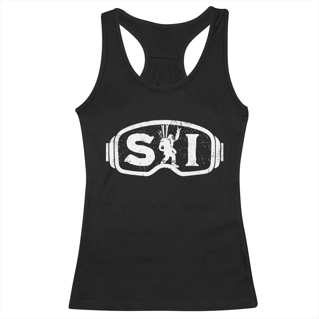 Bigfoot Skiing Racerback Tank Top Sasquatch Goggles Skiing Snow Ski Lover Skier TS10 Black Print Your Wear