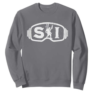 Bigfoot Skiing Sweatshirt Sasquatch Goggles Skiing Snow Ski Lover Skier TS10 Charcoal Print Your Wear