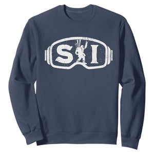 Bigfoot Skiing Sweatshirt Sasquatch Goggles Skiing Snow Ski Lover Skier TS10 Navy Print Your Wear