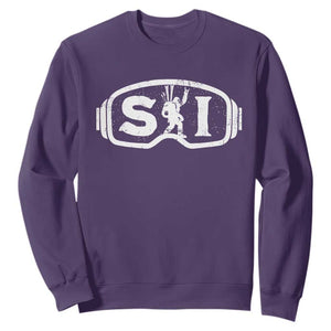 Bigfoot Skiing Sweatshirt Sasquatch Goggles Skiing Snow Ski Lover Skier TS10 Purple Print Your Wear