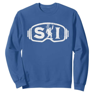 Bigfoot Skiing Sweatshirt Sasquatch Goggles Skiing Snow Ski Lover Skier TS10 Royal Blue Print Your Wear