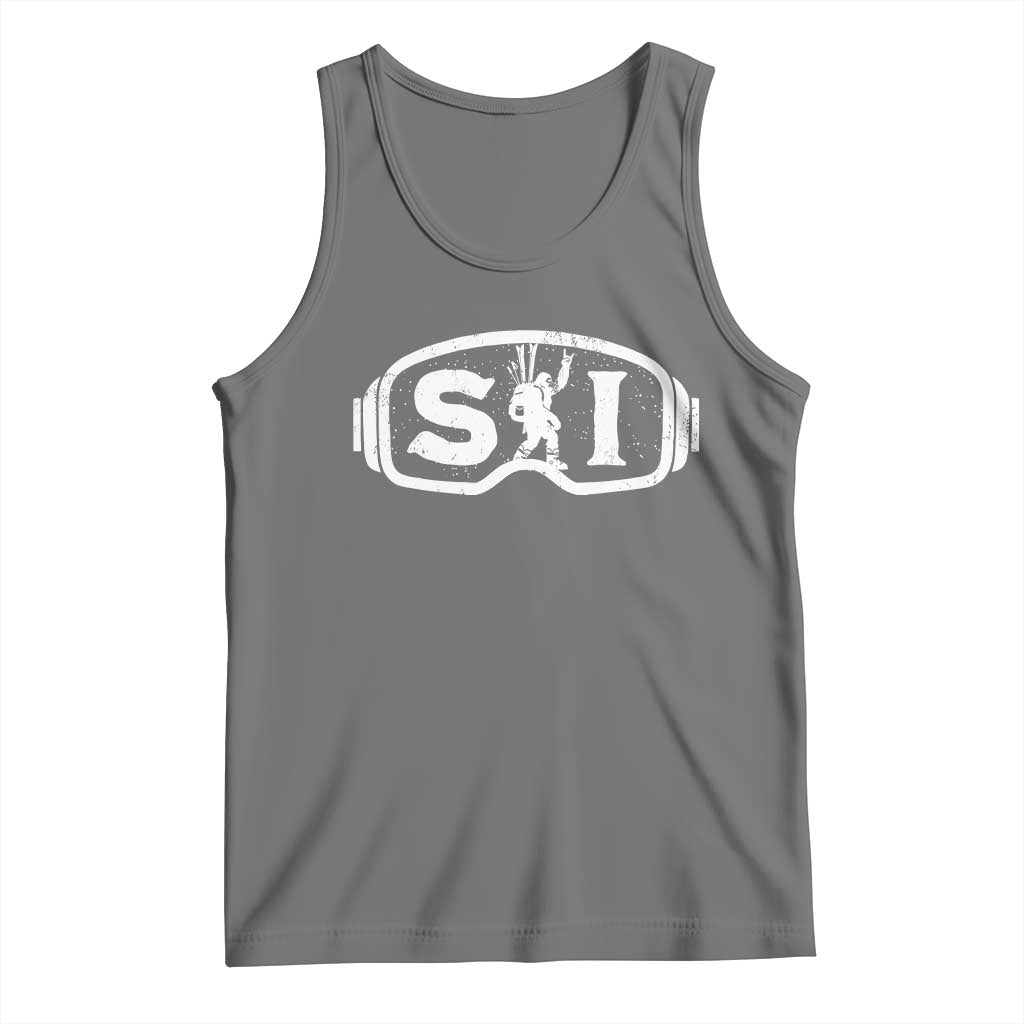 Bigfoot Skiing Tank Top Sasquatch Goggles Skiing Snow Ski Lover Skier TS10 Black Heather Print Your Wear