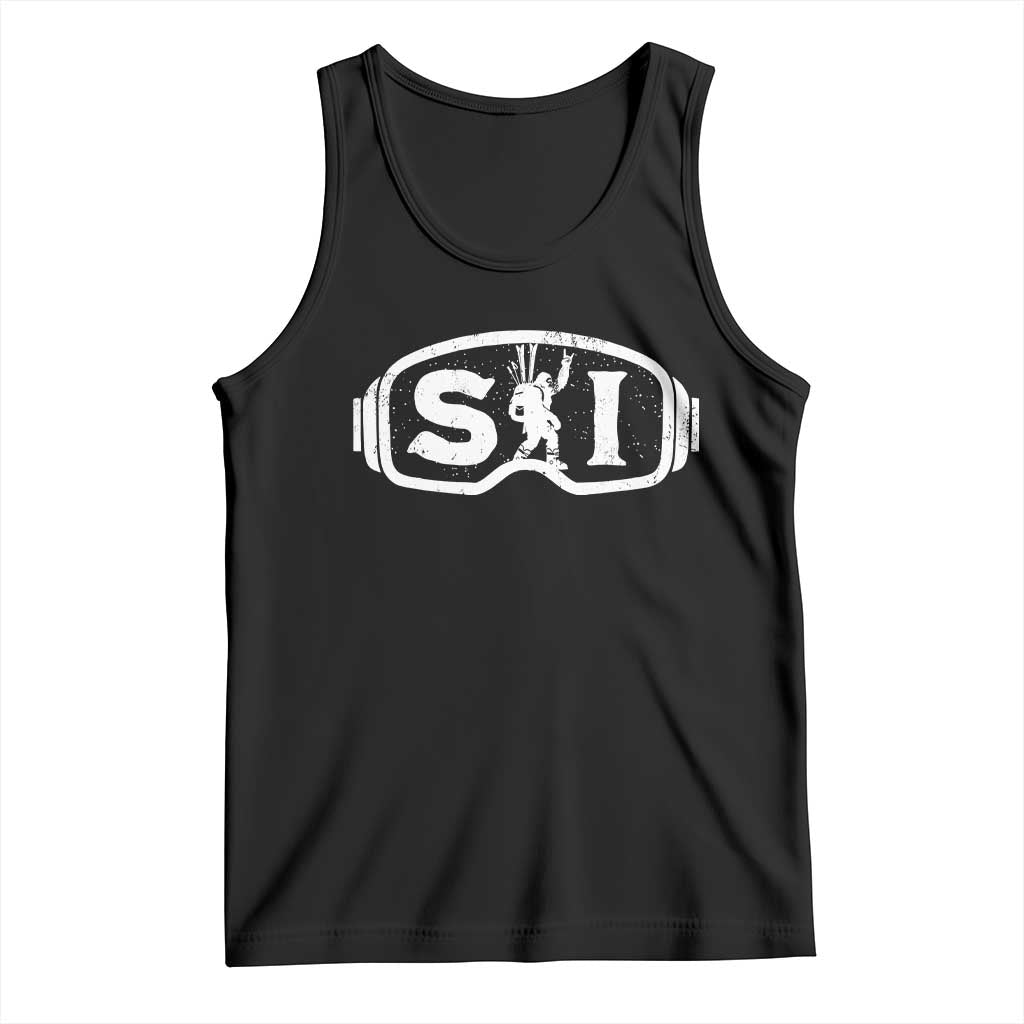 Bigfoot Skiing Tank Top Sasquatch Goggles Skiing Snow Ski Lover Skier TS10 Black Print Your Wear