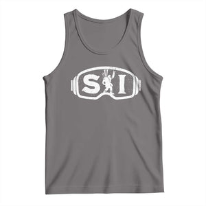 Bigfoot Skiing Tank Top Sasquatch Goggles Skiing Snow Ski Lover Skier TS10 Deep Heather Print Your Wear