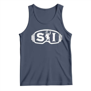 Bigfoot Skiing Tank Top Sasquatch Goggles Skiing Snow Ski Lover Skier TS10 Navy Print Your Wear