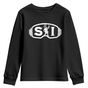 Bigfoot Skiing Youth Sweatshirt Sasquatch Goggles Skiing Snow Ski Lover Skier TS10 Black Print Your Wear