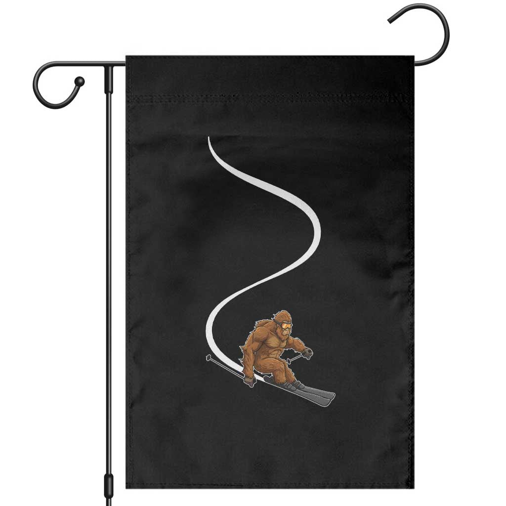 Bigfoot Skiing Garden Flag Funny Sasquatch Ski Lover Mountain Skier Winter Sports TS10 Black Print Your Wear