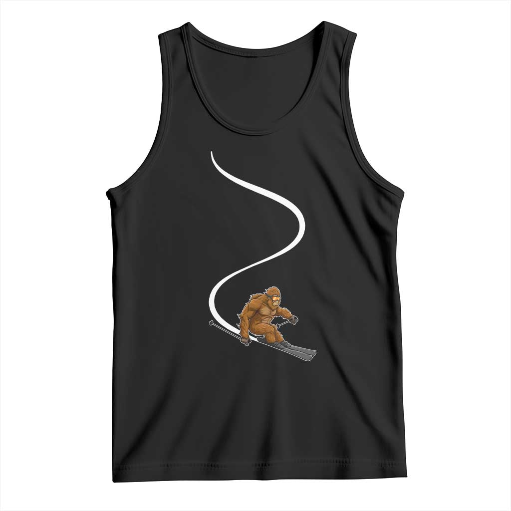 Bigfoot Skiing Tank Top Funny Sasquatch Ski Lover Mountain Skier Winter Sports TS10 Black Print Your Wear