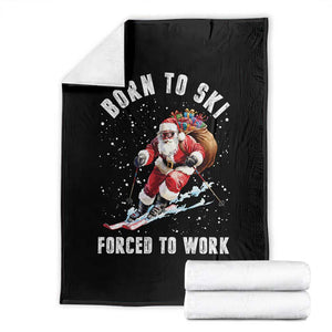 Skiing Santa Christmas Throw Blanket Funny Born to Ski Forced to Work TS10 Black Print Your Wear
