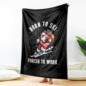 Skiing Santa Christmas Throw Blanket Funny Born to Ski Forced to Work TS10 Print Your Wear