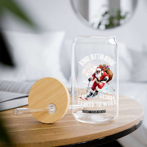 Skiing Santa Christmas Glass Can Funny Born to Ski Forced to Work TS10 Print Your Wear
