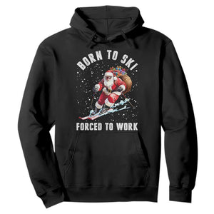 Skiing Santa Christmas Hoodie Funny Born to Ski Forced to Work TS10 Black Print Your Wear
